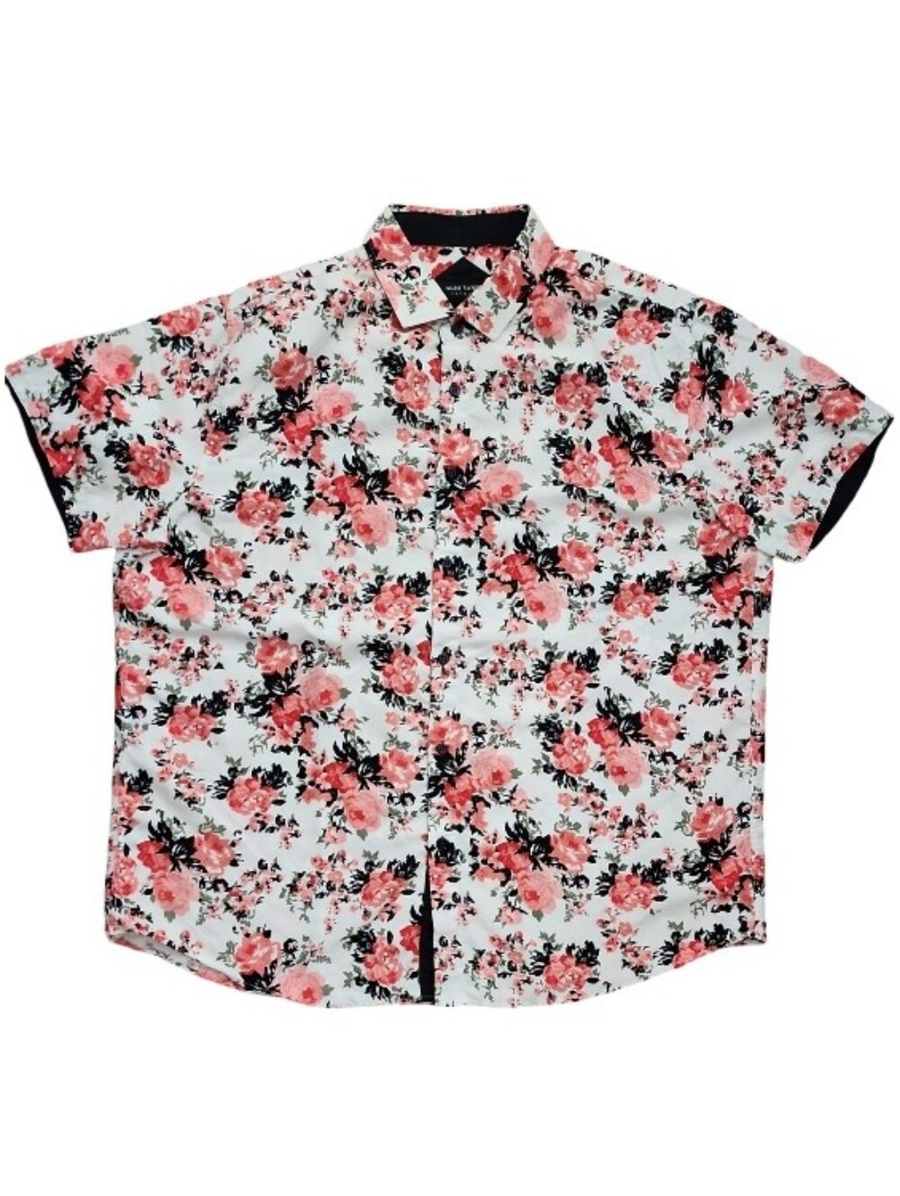 Alex Vando Premium Men's 2XL Floral Button-Up Shirt Pink Rose Print Microfiber